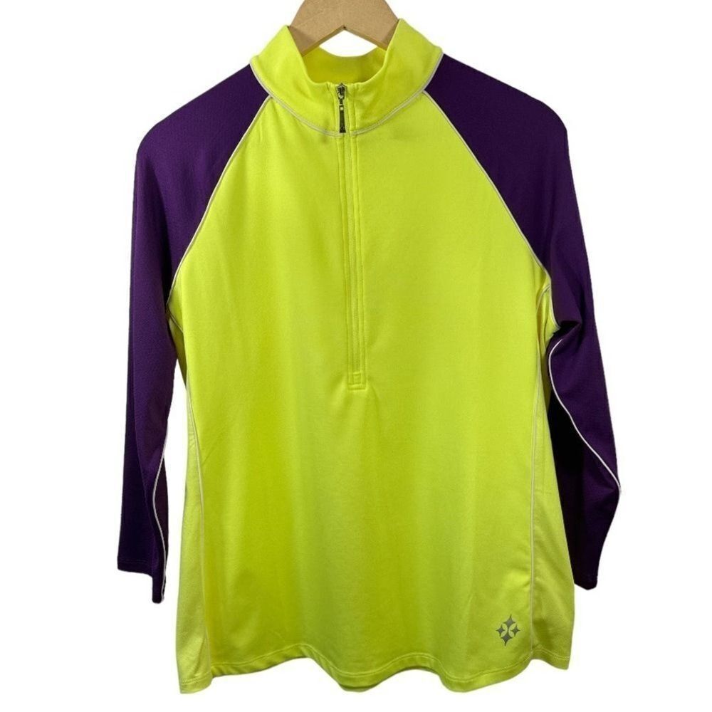 JOFIT Women's Mock Neck Golf/Athletic Top/Jacket Yellow/Purple Size Extra Large